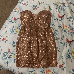 Tobi rosegold strapless dress - small